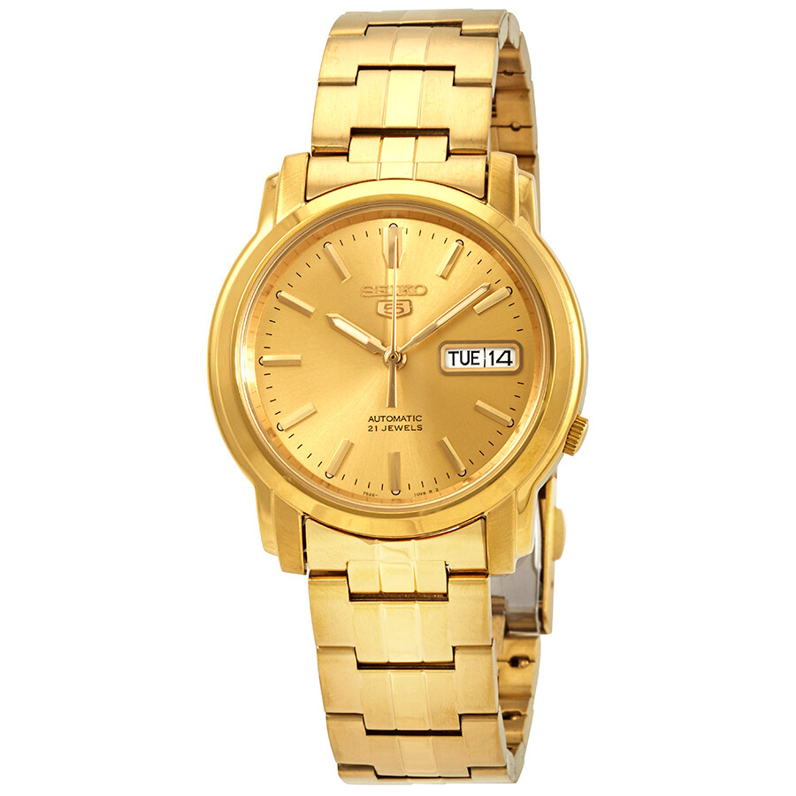 seiko-series-5-automatic-gold-dial-mens-watch-snkk76-- RELOJ SEIKO 5 CLASI AUTOMATICO SNKK76K1 - Image 1